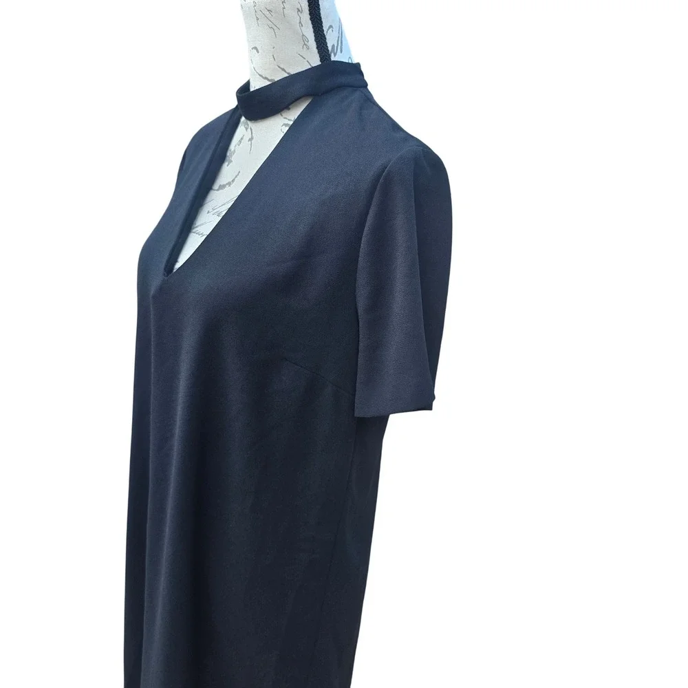 Zara Woman Black Dress Cut Out Choker Neck Short Sleeve Mini‎ Medium